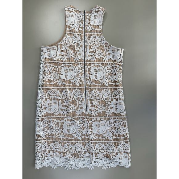 Lovers and Friends Caspian Chunky Lace Shift Dress S White Tan Nude Coquette - Picture 11 of 16